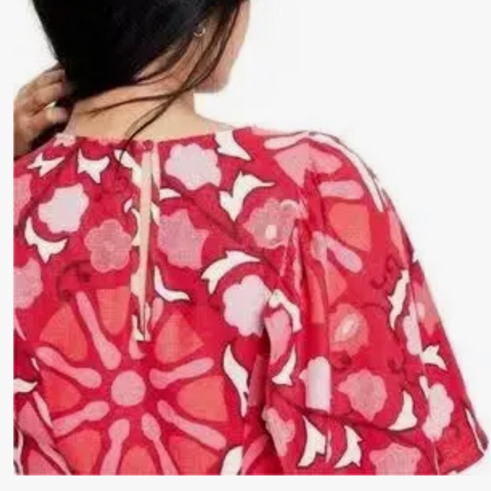 RHODE and Target collab linen Red and White Floral Midi Dress - Picture 3 of 7